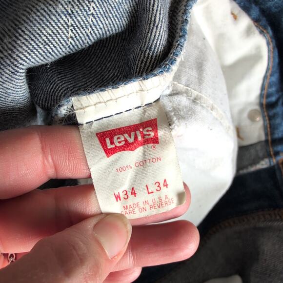 Vintage 90s Levi's Denim Jeans Orange Label Made in USA 100% Cotton 34x34, 32" - Picture 3 of 8